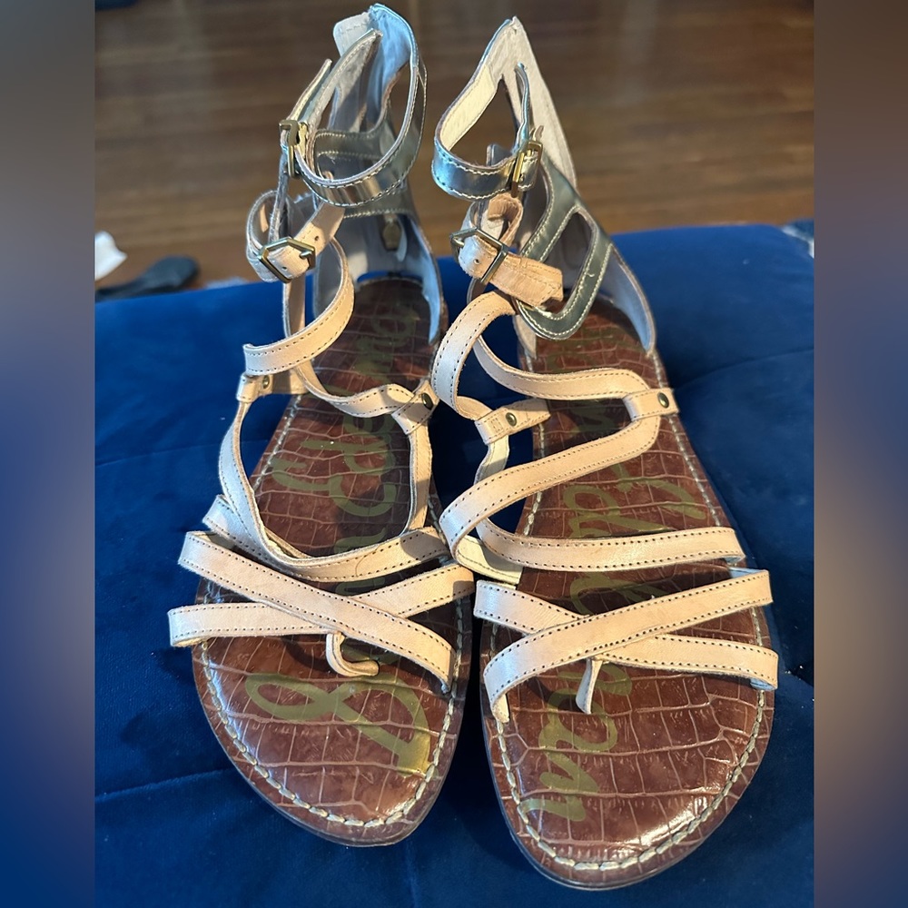 Sam Edelman Nude & Gold Gladiator Sandals